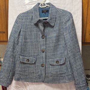Talbots Classic Blue and White Tweed Blazer